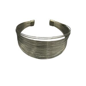 Multi Wire Silver Tone Cuff Bracelet